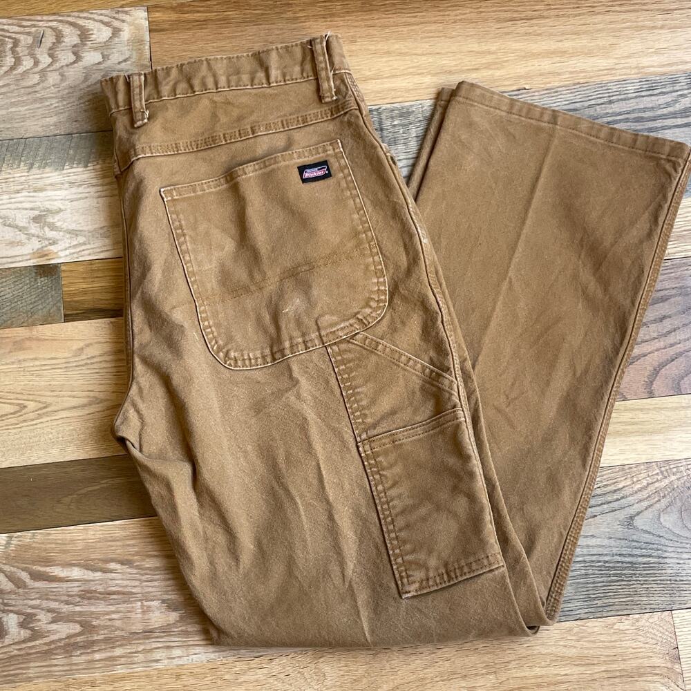Dickies Carpenter Pants Brown Duck Canvas Flex 34x32 Men's Work Utility